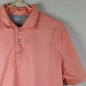 Etonic Polo Golf Shirt Geometric‎ Men's Size M Light Orange